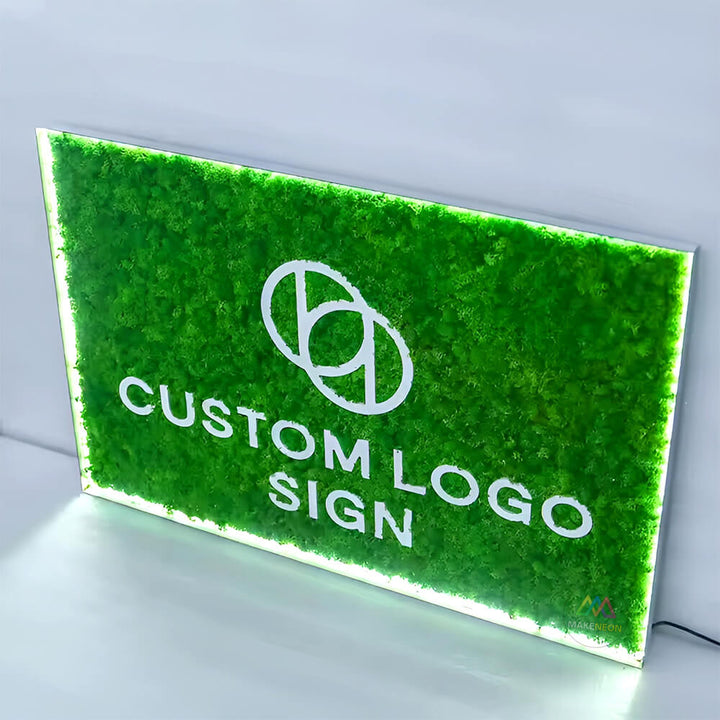 Green Moss Logo Sign with 3D Letters, Custom Business Reception Sign