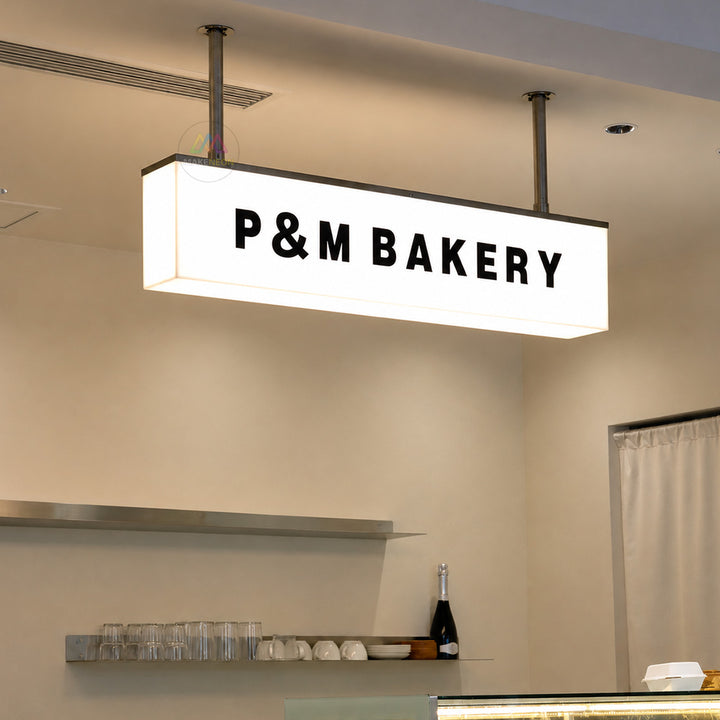 Custom Ceiling-Hung Acrylic Light Box Sign - Suspended Illuminated Sign for Stores, Restaurants & Businesses
