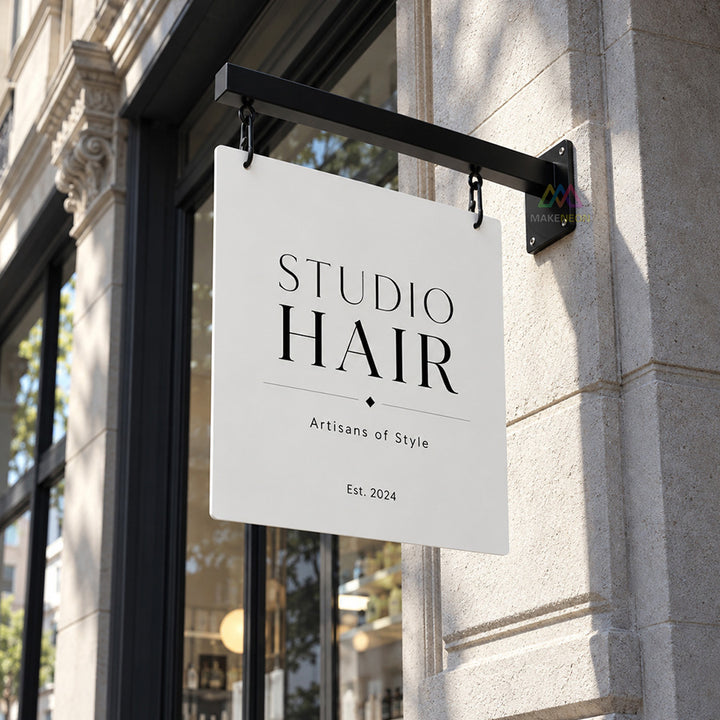 Custom Chain-Hung Blade Sign - Wall-Mounted Projecting Sign for Salons, Boutiques & Businesses