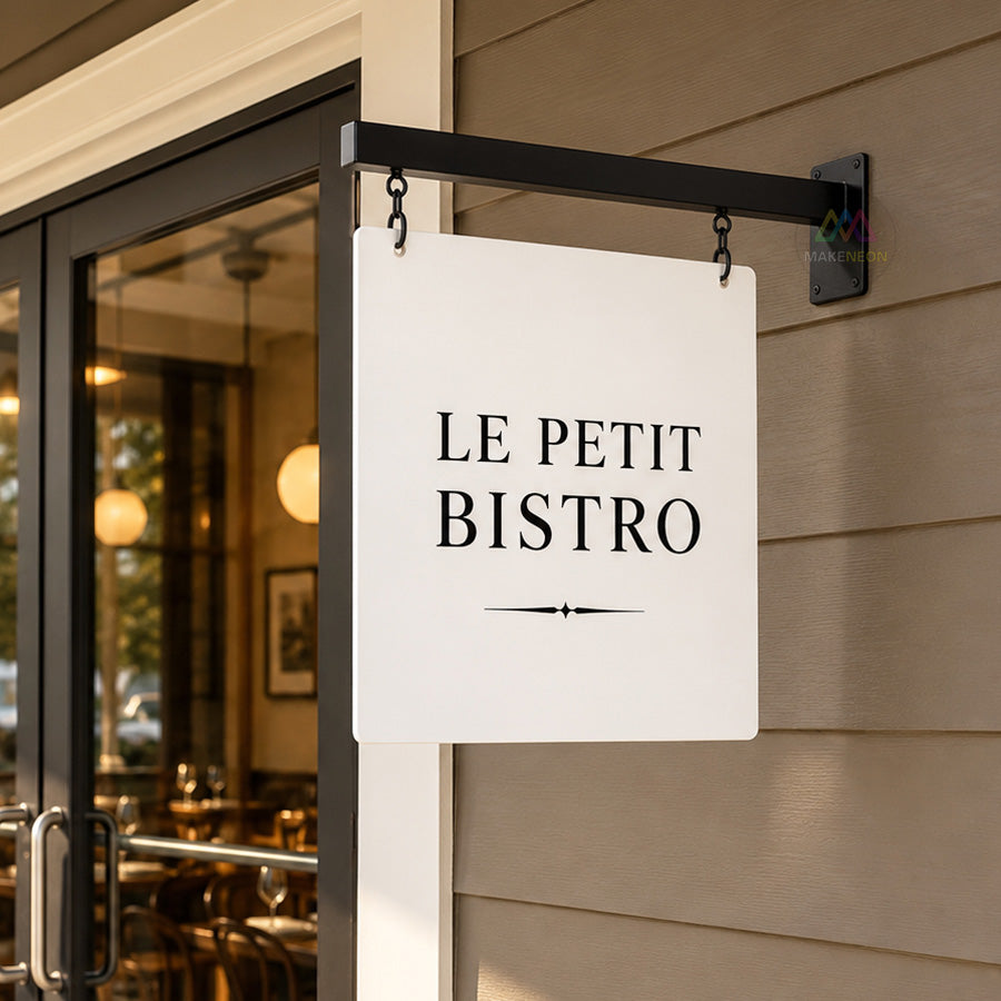 Custom Chain-Hung Blade Sign - Wall-Mounted Projecting Sign for Salons, Boutiques & Businesses
