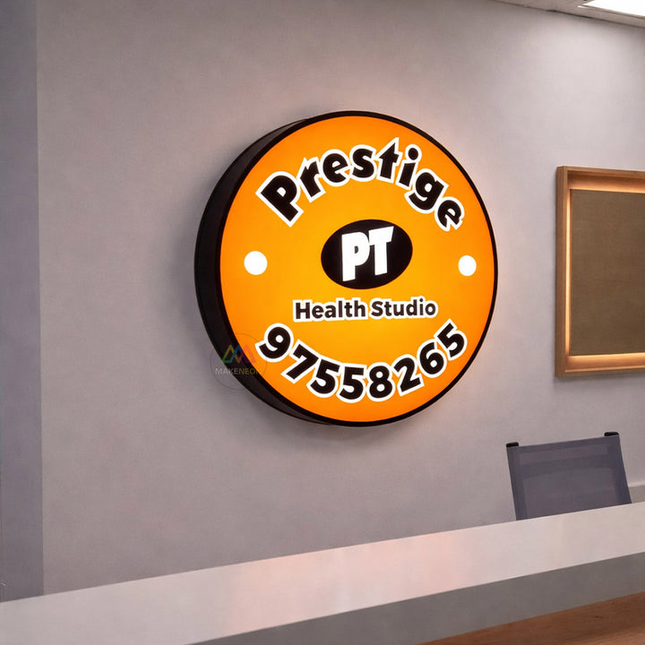 Custom Frontlit Metal Light Box Sign - Wall-Mounted Illuminated Logo Sign for Reception, Office & Branding
