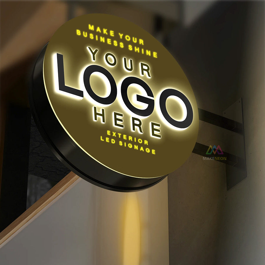 Custom Illuminated Blade Sign - Metal Light Box with Push Through ...