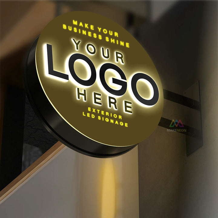 Custom Illuminated Blade Sign - Double-Sided Metal Light Box with Push Through Letters