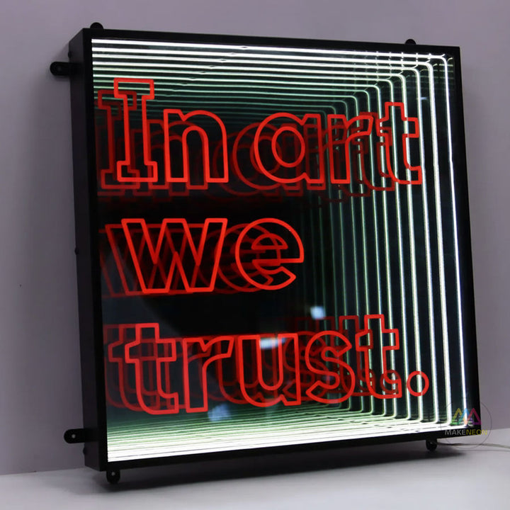 Custom Infinity Mirror Neon Light Box Sign, RGB Multicolor Sign Round Magic Neon Light Box For Business