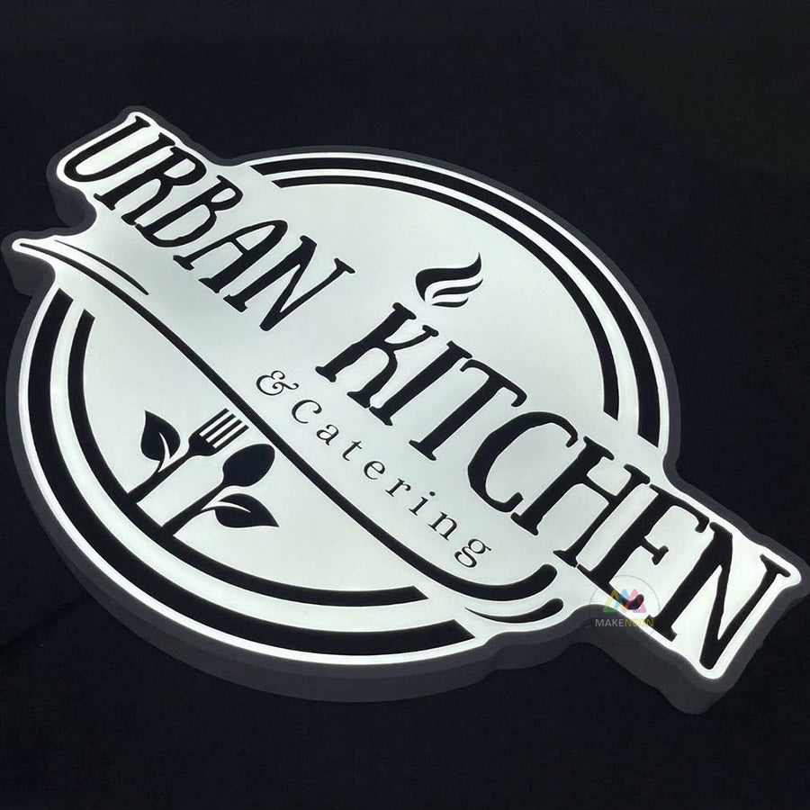 Custom Frontlit Metal Light Box Sign with UV-Printed Logo - Round Illuminated Sign for Restaurant, Cafe, Shop & Business