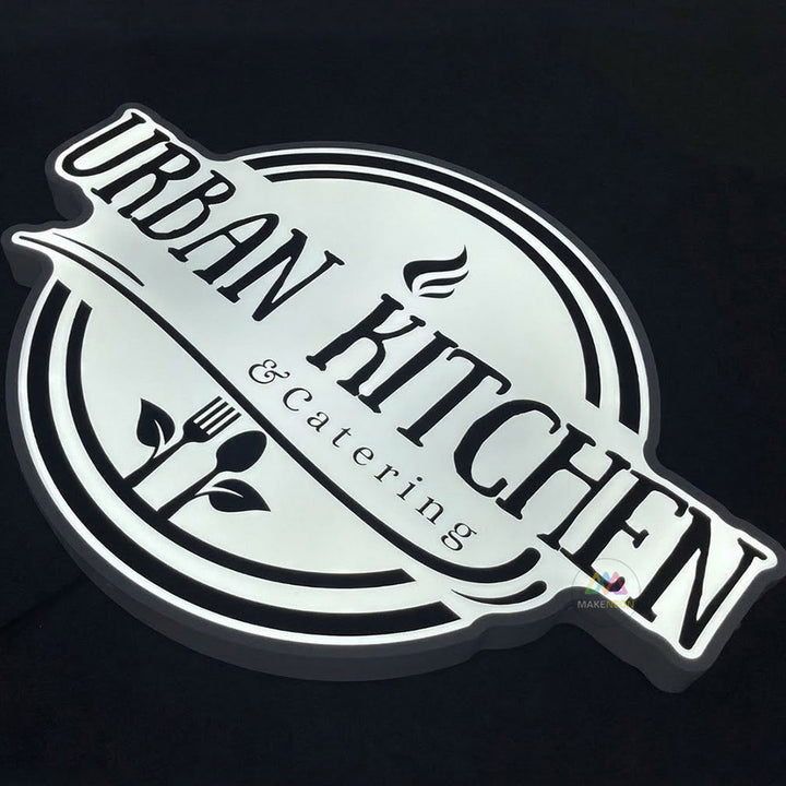 Custom Frontlit Metal Light Box Sign with UV-Printed Logo - Round Illuminated Sign for Restaurant, Cafe, Shop & Business