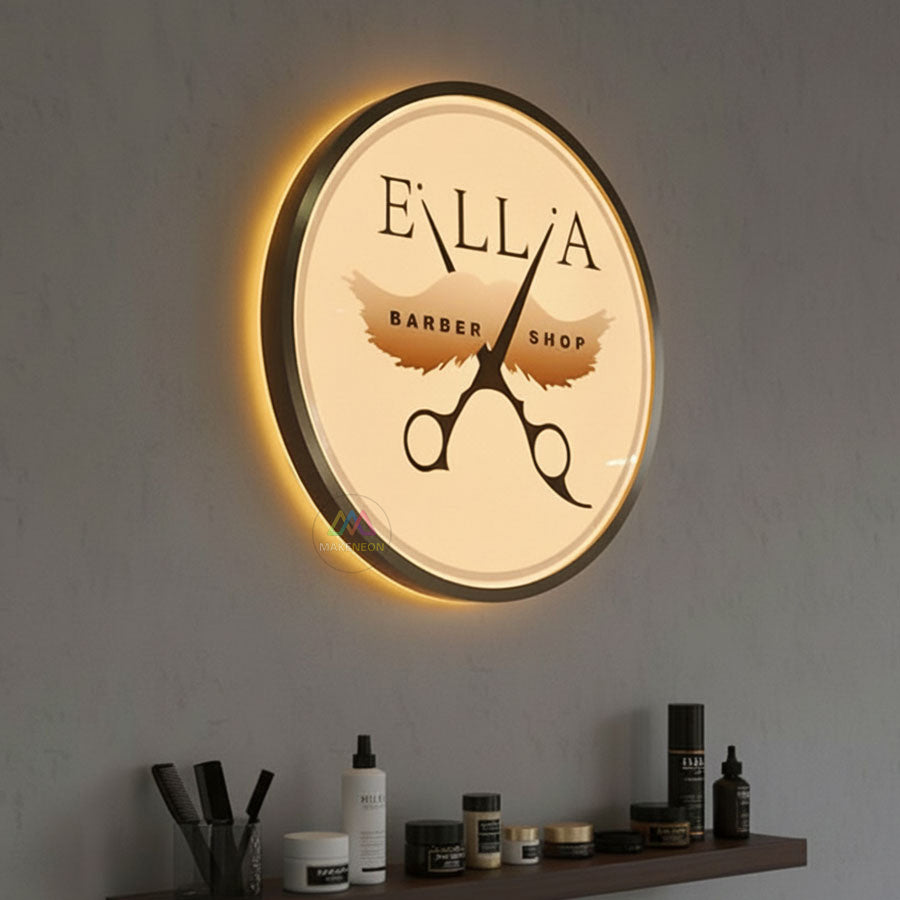 Custom Frontlit Metal Light Box Sign with UV-Printed Logo - Round Illuminated Sign for Restaurant, Cafe, Shop & Business