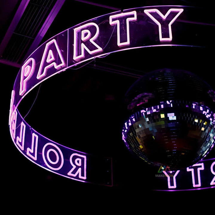 Custom Ceiling Neon Sign - Circular Hanging LED Sign for Interior Decor