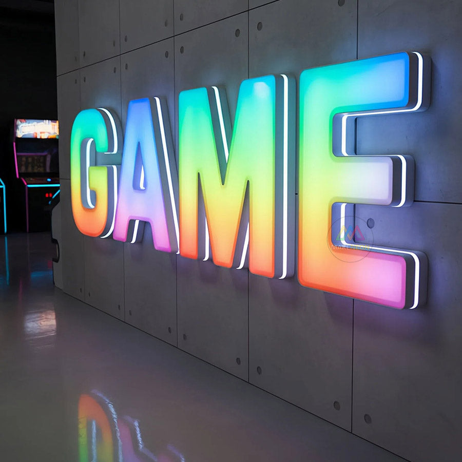 Custom RGB Gradient 3D Letter Signs - Programmable Full-Color Business ...