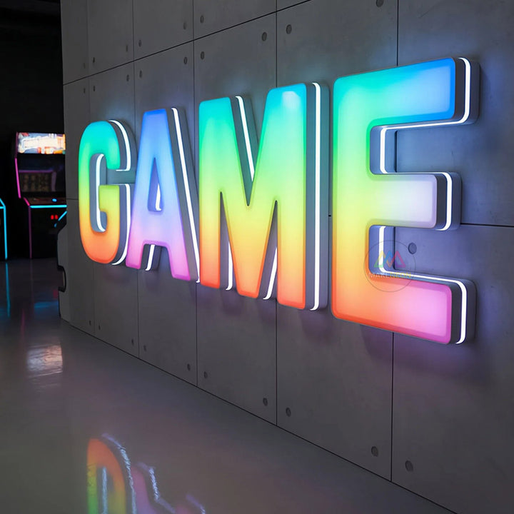 Custom Full-Color RGB 3D Illuminated Letters - Dynamic Color-Changing LED Signage for Business & Branding
