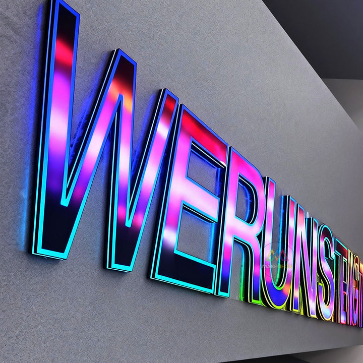 Custom RGB Gradient 3D Letter Sign - Programmable Full-Color Illuminated Letters for Businesses, Storefronts & Shops