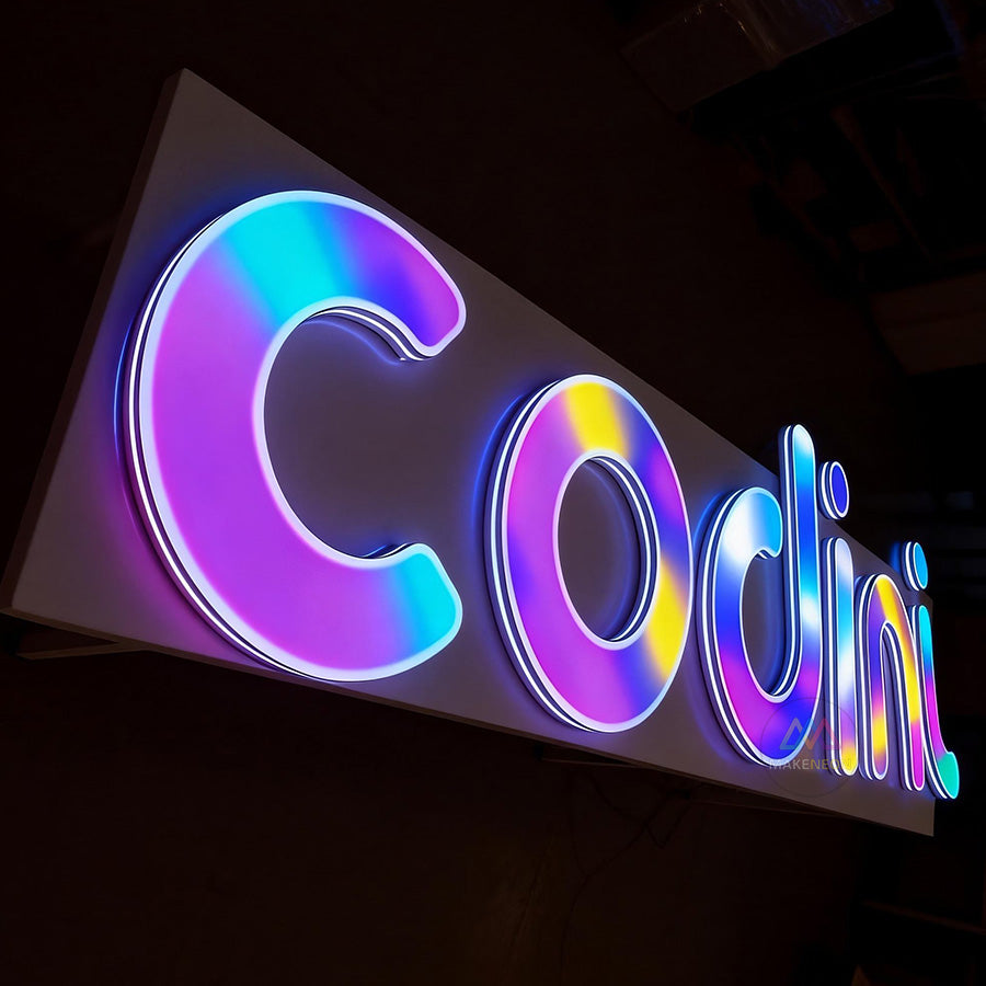 Custom RGB Gradient 3D Letter Sign - Programmable Full-Color Illuminated Letters for Businesses, Storefronts & Shops