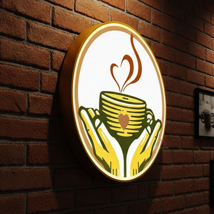 Custom Frontlit Metal Light Box Sign with UV-Printed Logo - Round Illuminated Sign for Restaurant, Cafe, Shop & Business