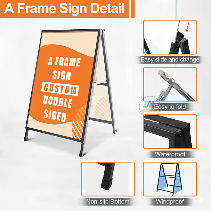 Custom A-Frame Sidewalk Sign - Double-Sided Poster Board for Businesses