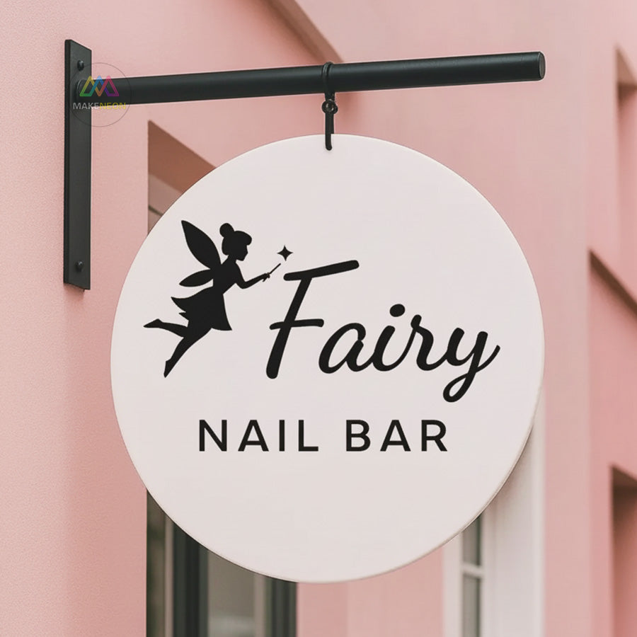 Custom Round Hanging Blade Sign - Durable Storefront Sign for Studio, Bar, Salon