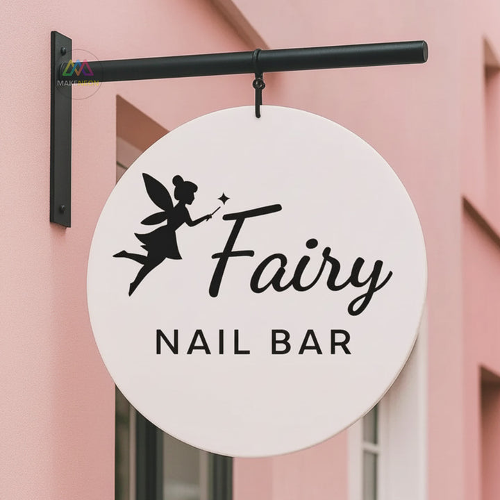 Custom Round Hanging Blade Sign - Durable Storefront Sign for Studio, Bar, Salon