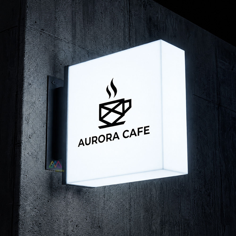 Custom Illuminated Blade Sign with Double-Sided Logo - Acrylic Light Box Sign for Businesses