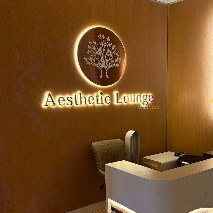 Custom 3D Metal Backlit Sign for Aesthetic Lounges & Spas