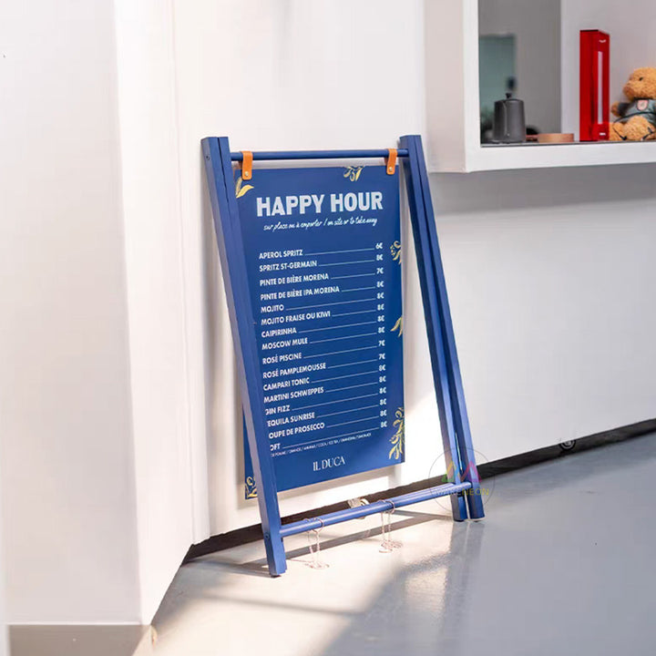 Custom A-Frame Sign with Large Hanging Panel - Freestanding Metal Sidewalk Sign for Businesses