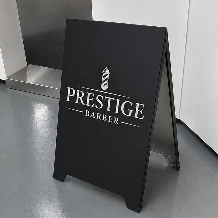 Custom Folded-Edge Metal A-Frame Sidewalk Sign - Foldable Stainless Steel Freestanding Sign for Businesses