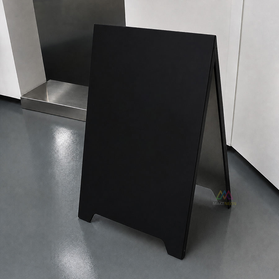 Custom Folded-Edge Metal A-Frame Sidewalk Sign - Foldable Stainless Steel Freestanding Sign for Businesses