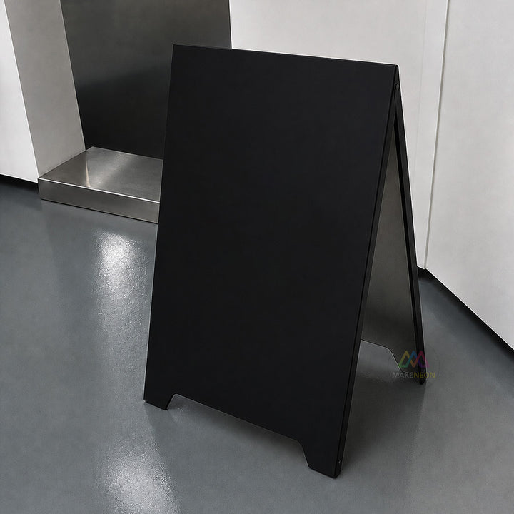 Custom Folded-Edge Metal A-Frame Sidewalk Sign - Foldable Stainless Steel Freestanding Sign for Businesses