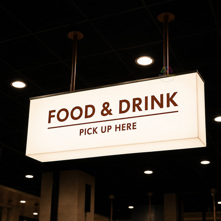 Custom Ceiling-Hung Acrylic Light Box Sign - Suspended Illuminated Sign for Stores, Restaurants & Businesses