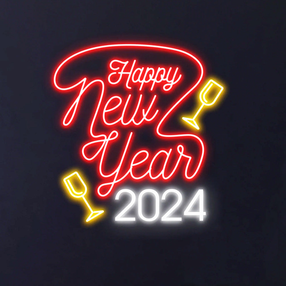 Happy New Year 2024 Neon Sign Custom Neon Decor
