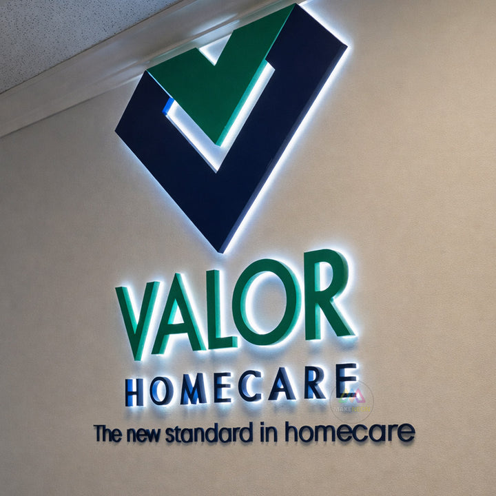 Personalized 3D Metal Backlit Logo Sign - Custom Stainless Steel Illuminated Sign for Business, Office, Reception & Storefront
