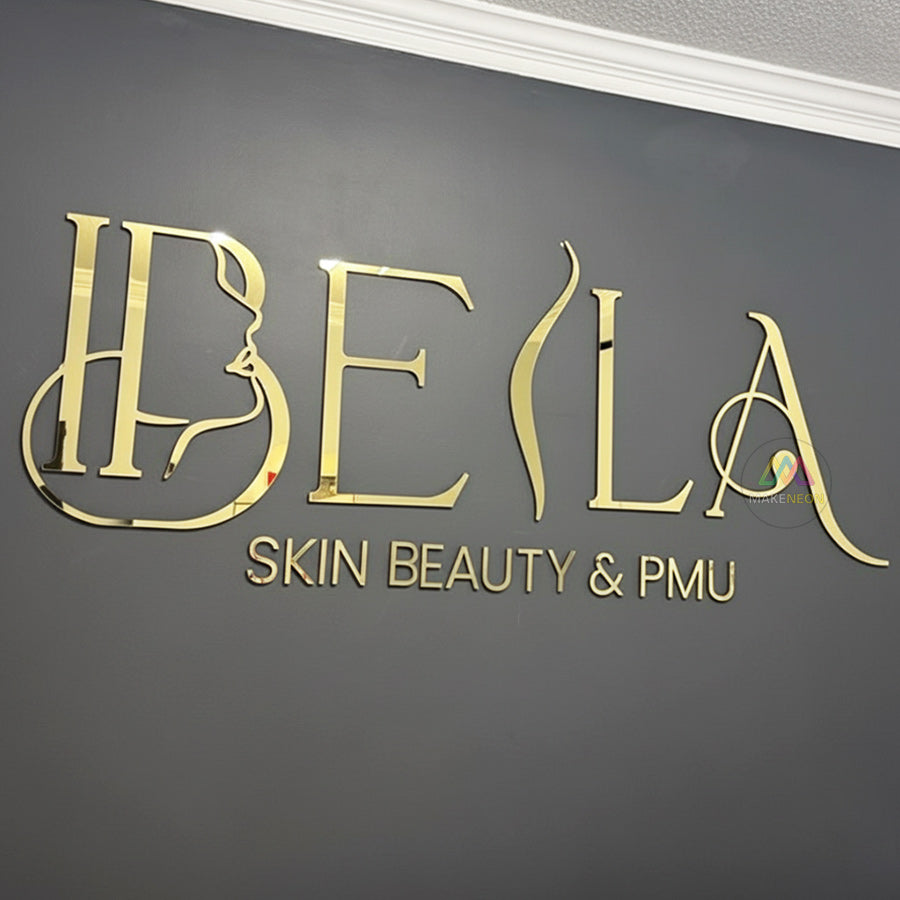 Custom 3D Acrylic Letters with Gold Metal Finish - Laser Cut Business Lobby Sign