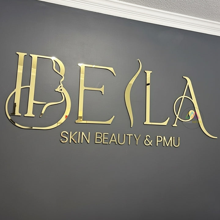 Custom 3D Acrylic Letters with Gold Metal Finish - Laser Cut Business Lobby Sign