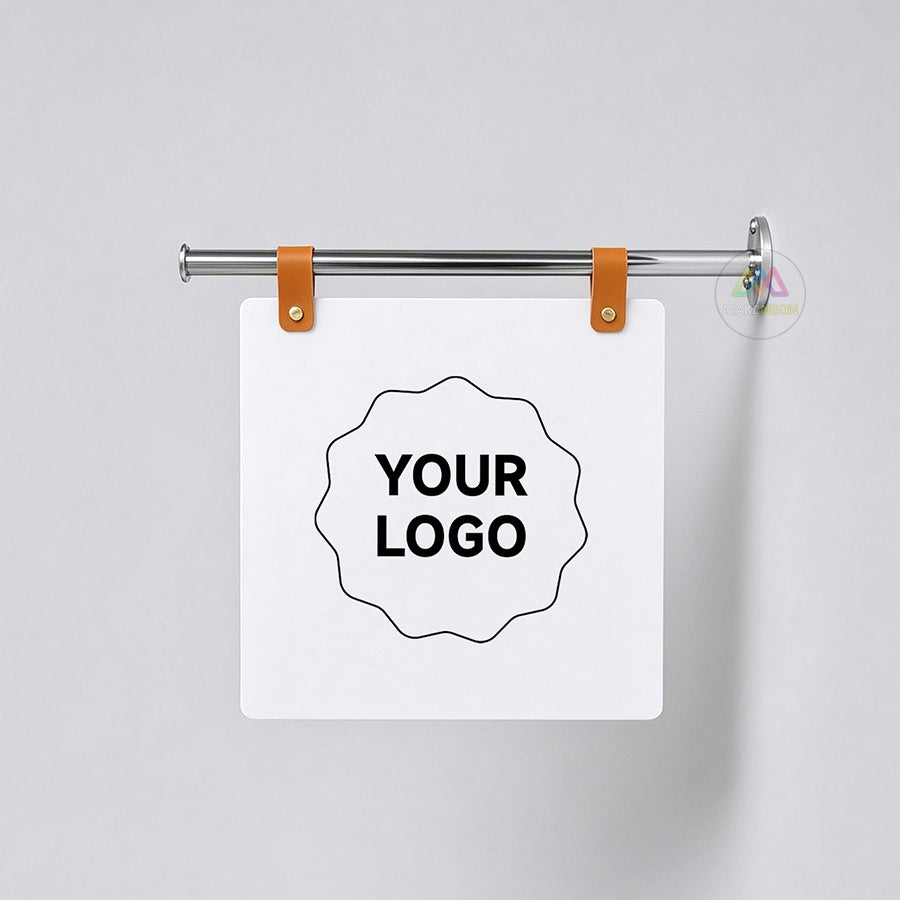 Custom Leather Strap Hanging Blade Sign - Rod-Mounted Storefront Sign for Shops & Businesses