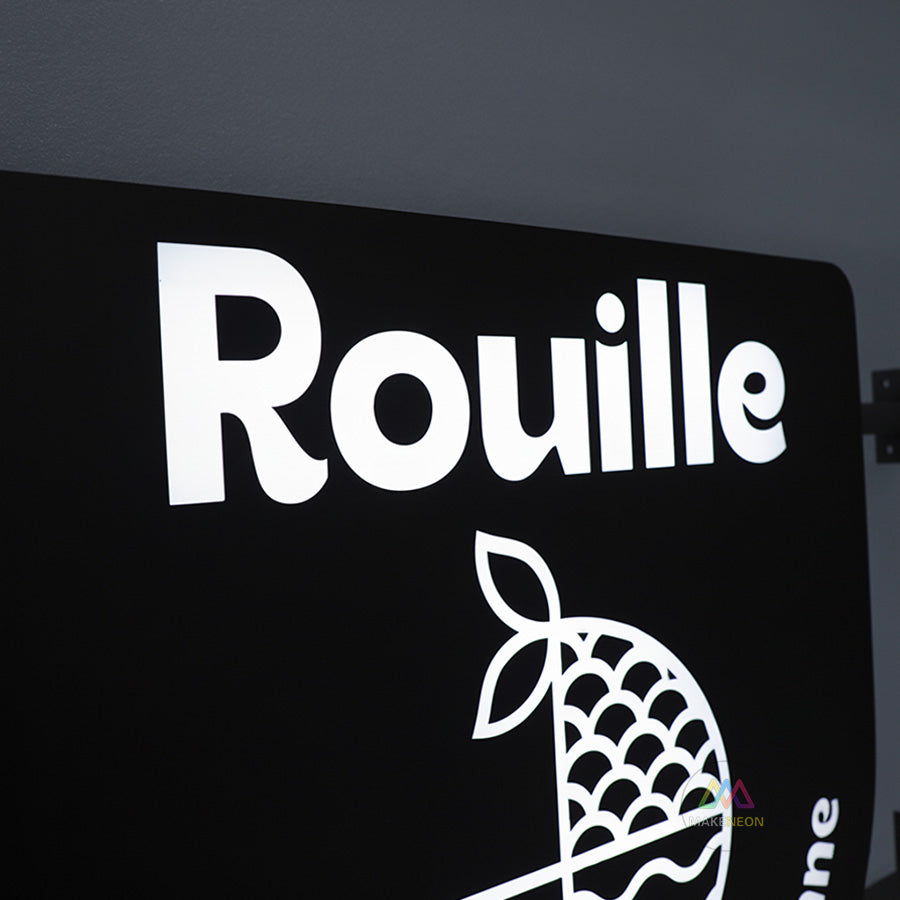 LED Blade Sign Light Box - Custom Metal Storefront Sign with Laser Cut Logo