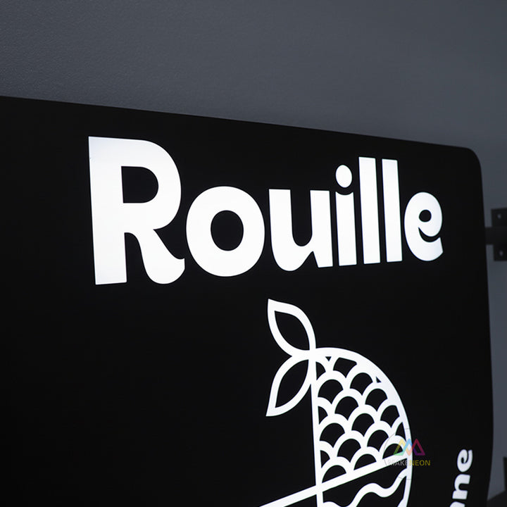 LED Blade Sign Light Box - Custom Metal Storefront Sign with Laser Cut Logo