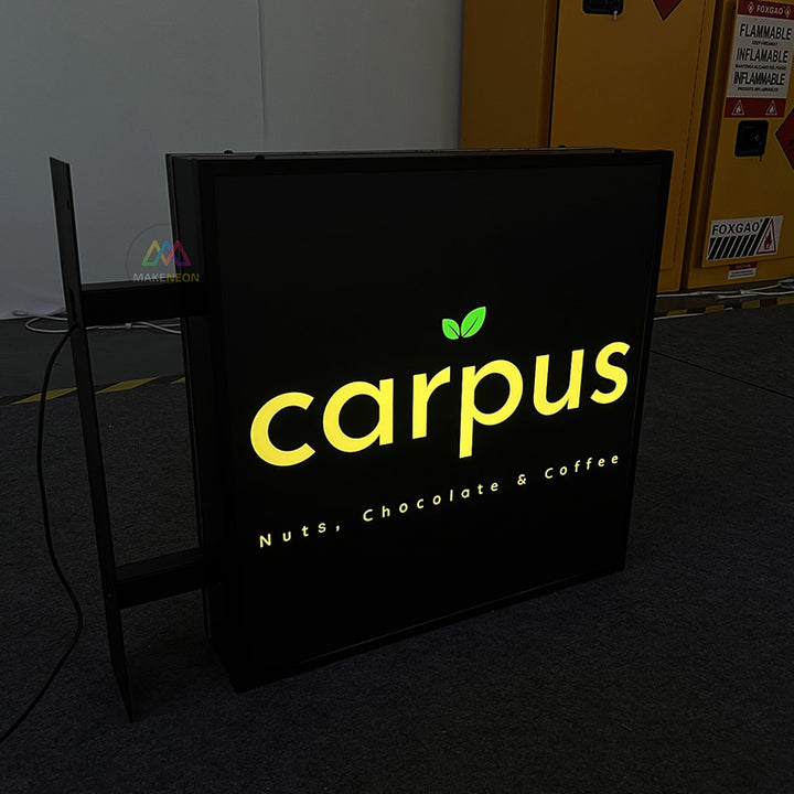 LED Blade Sign Light Box - Custom Metal Storefront Sign with Laser Cut Logo