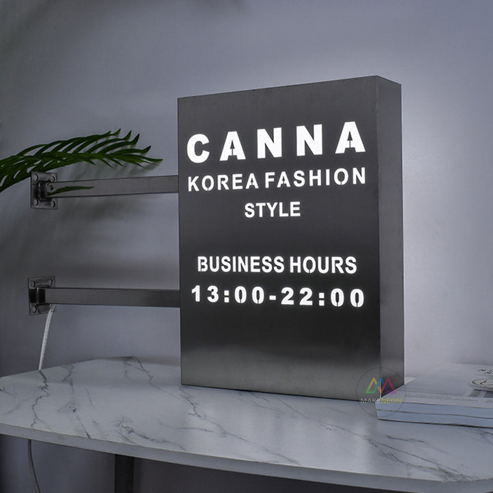 LED Blade Sign Light Box - Custom Metal Storefront Sign with Laser Cut Logo