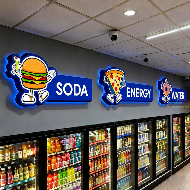 Personalized Metal Illuminated Box Sign - Business Lighted Wall Sign for Shop, Salon, Reception