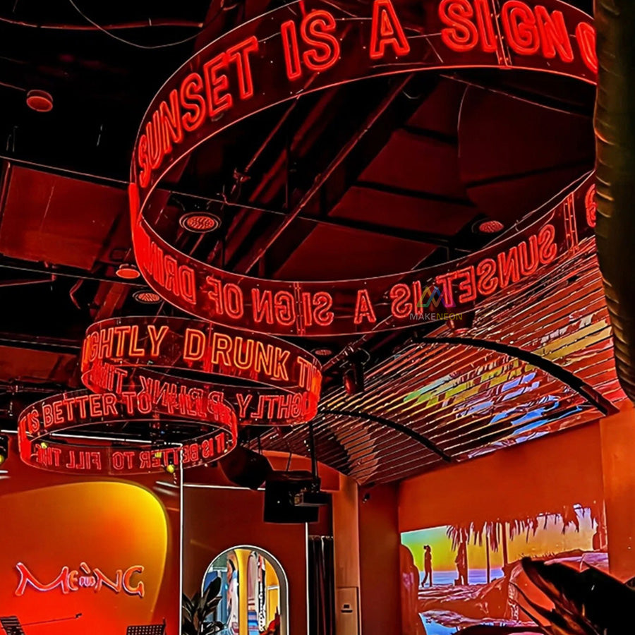 Custom LED Neon Chandelier Sign - Ceiling Hanging Light for Galleries & Exhibits