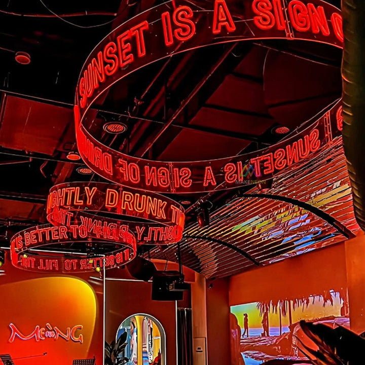 Custom LED Neon Chandelier Sign - Ceiling Hanging Light for Galleries & Exhibits