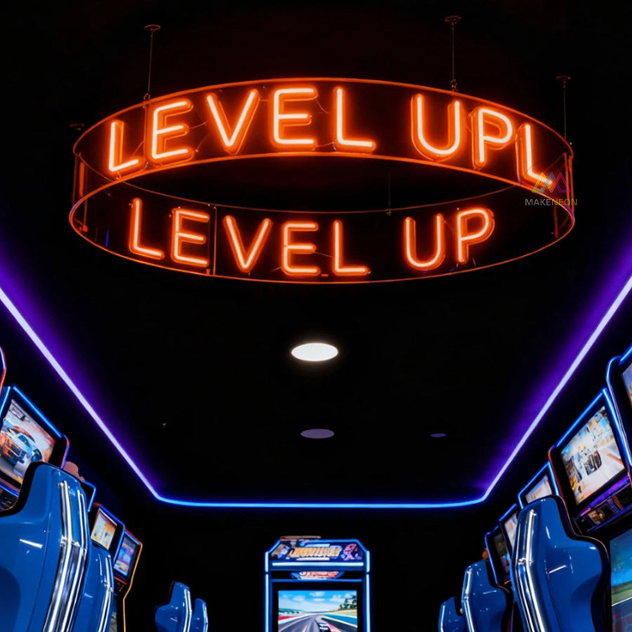 Custom LED Neon Chandelier Sign - Ceiling Hanging Light for Galleries & Exhibits