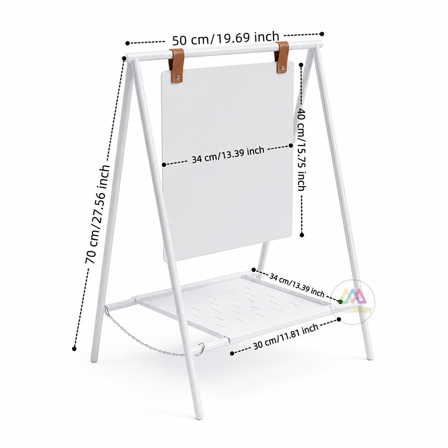 Custom Metal Swinging A-Frame Sign with Bottom Shelf - Sidewalk Sign for Shops & Businesses