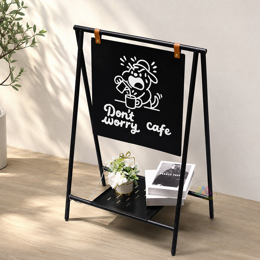 Custom Metal Swinging A-Frame Sign with Bottom Shelf - Sidewalk Sign for Shops & Businesses