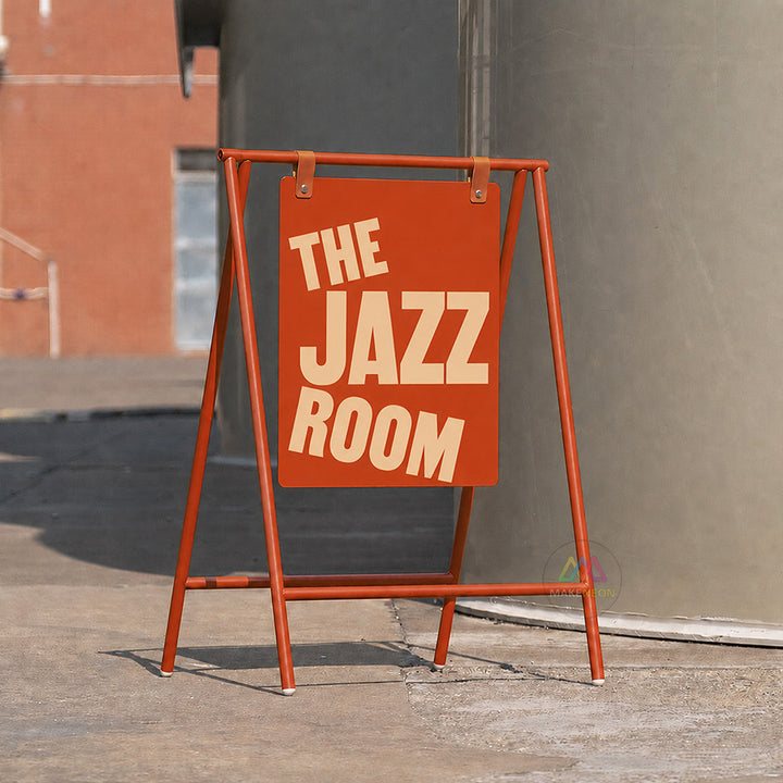 Custom Metal A-Frame Sidewalk Sign with Hanging Panel - Foldable Swinging Sign for Cafes, Stores & Businesses