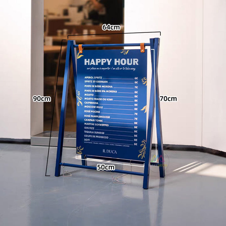 Custom A-Frame Sign with Large Hanging Panel - Freestanding Metal Sidewalk Sign for Businesses