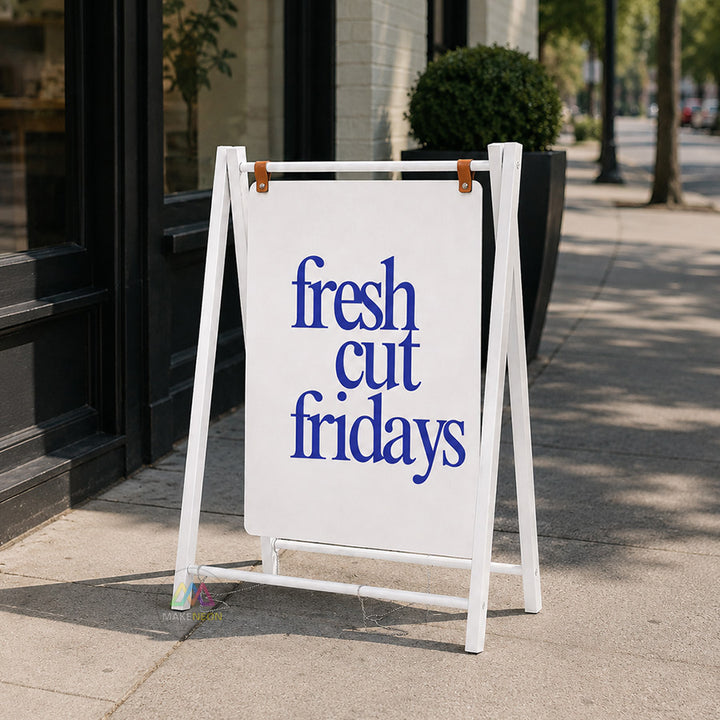Custom A-Frame Sign with Large Hanging Panel - Freestanding Metal Sidewalk Sign for Businesses