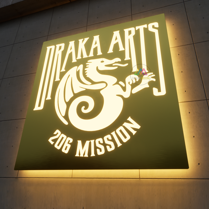 Custom Metal Backlit Sign – Single-Sided Logo Light Box for Gym, Training Hall, and Interior Spaces