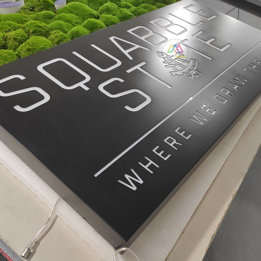 Metal Backlit Sign, Custom Logo Laser Cut LED Light Box For Reception ...