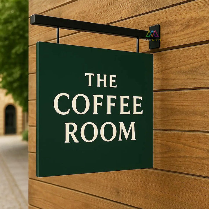 Custom Double-Sided Metal Blade Sign - Projecting Wall Sign for Café, Salon & Shop