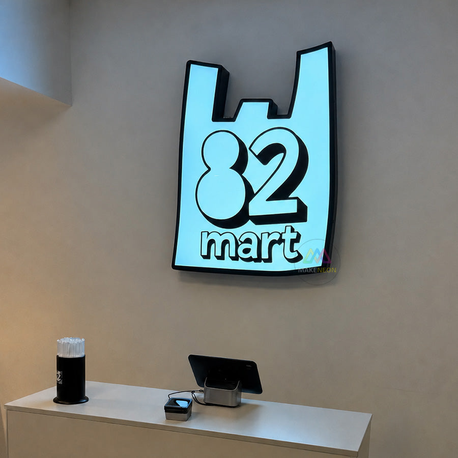 Custom Frontlit Metal Light Box Sign - Wall-Mounted Illuminated Logo Sign for Reception, Office & Branding