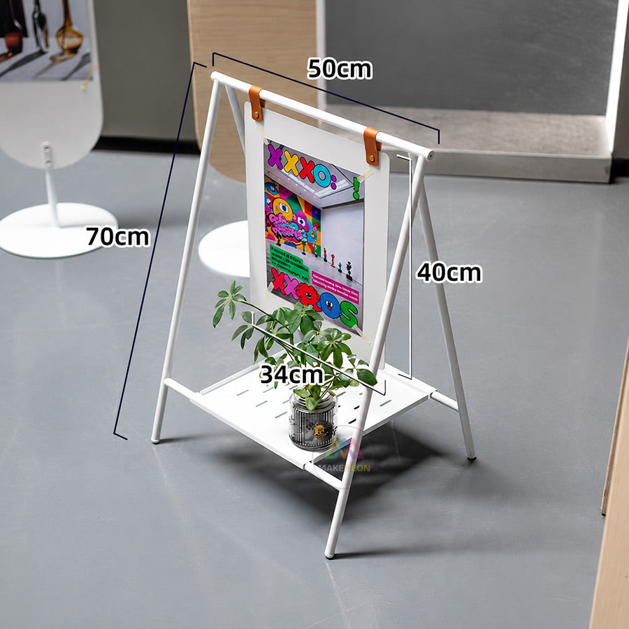 Custom Metal Swinging A-Frame Sign with Bottom Shelf - Sidewalk Sign for Shops & Businesses